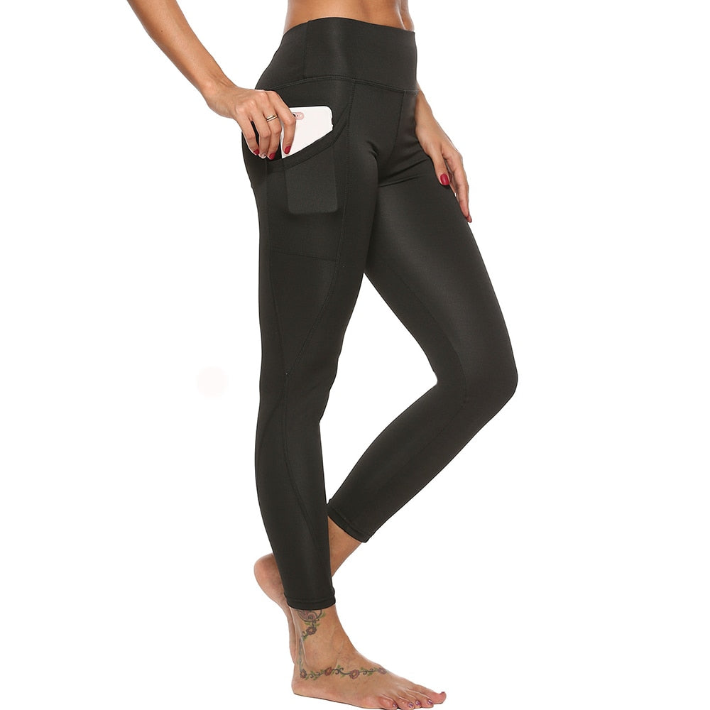 Women's Sports Pants 3/4 Gym Sport Woman Tights Casual Cropped Female Leggings For Fitness Women Yoga Pants with Side Pockets