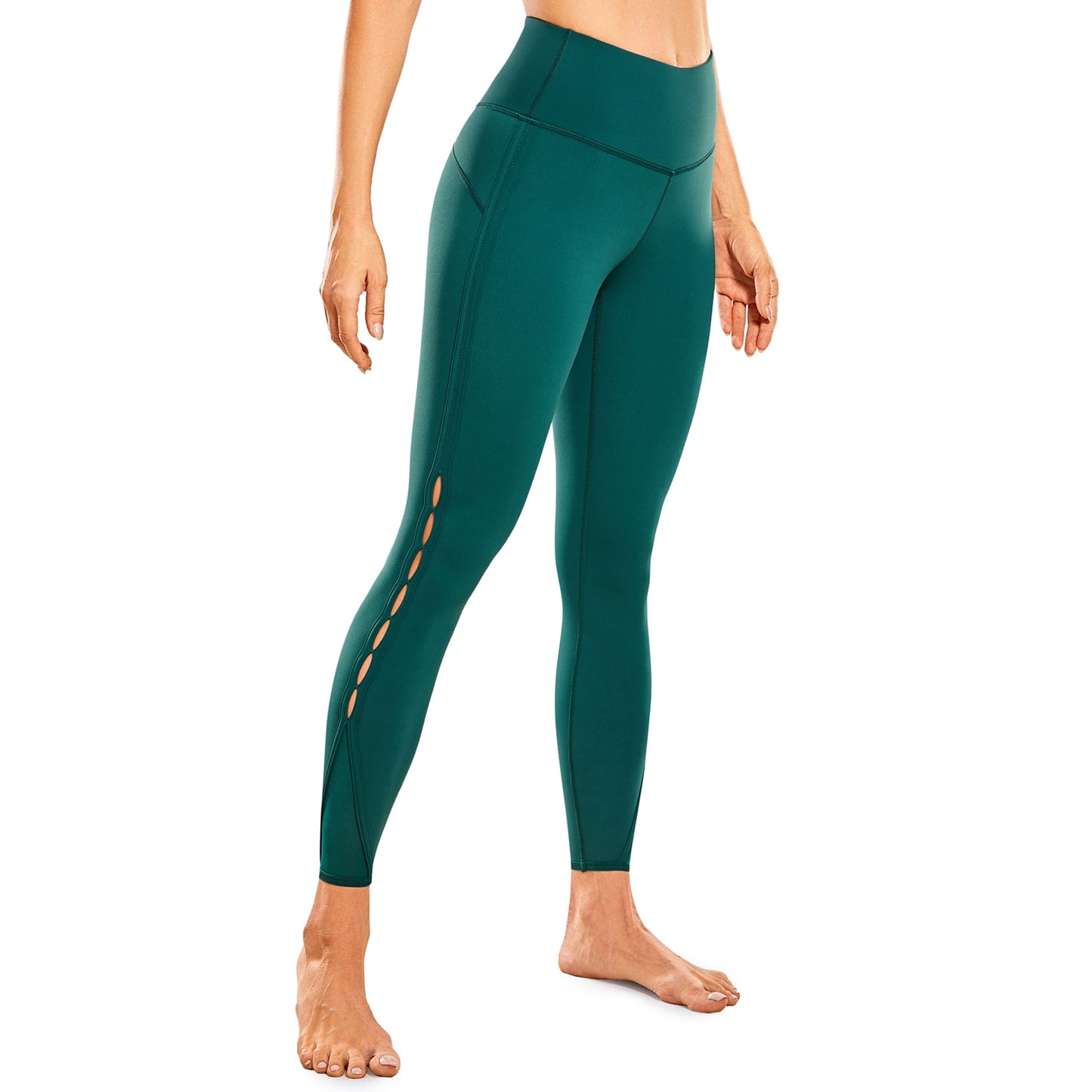 YOGA Women's High Waisted Workout Pants 7/8 Yoga Leggings with Hole - Naked Feeling - 25 Inches