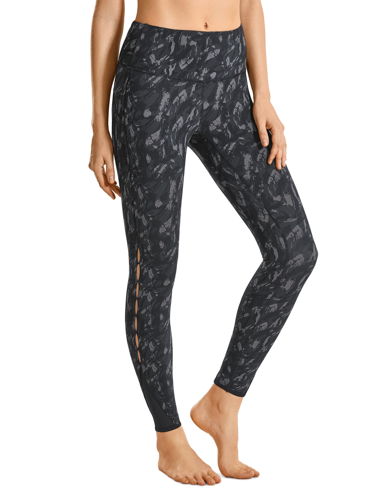 YOGA Women's High Waisted Workout Pants 7/8 Yoga Leggings with Hole - Naked Feeling - 25 Inches