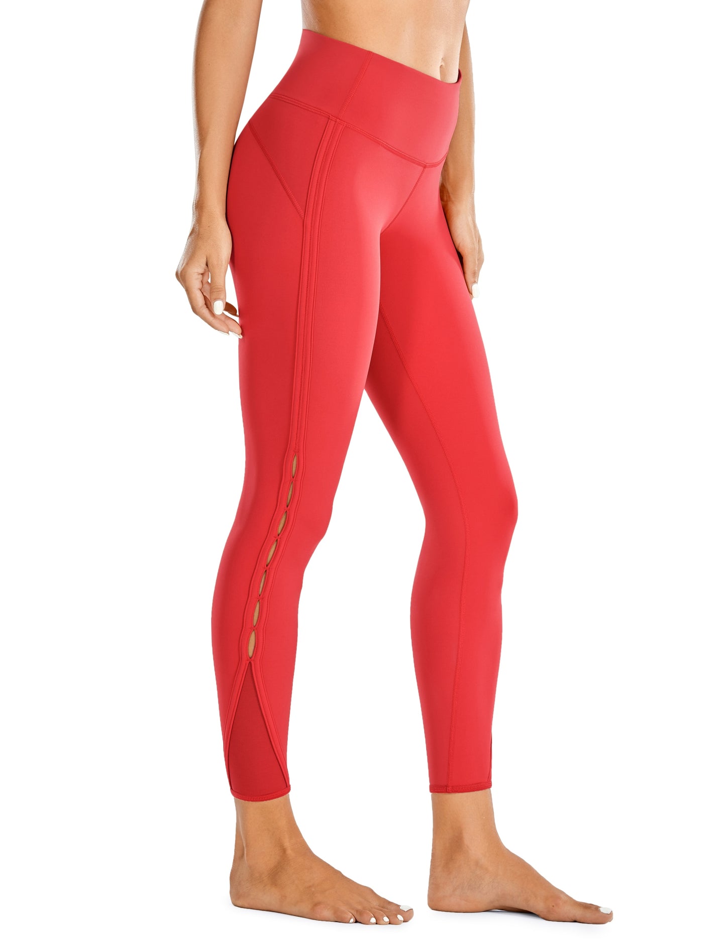 YOGA Women's High Waisted Workout Pants 7/8 Yoga Leggings with Hole - Naked Feeling - 25 Inches