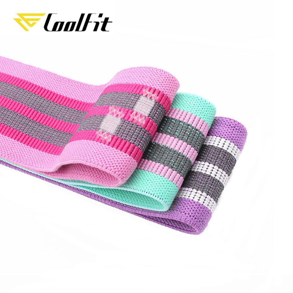 CoolFit 3PCS Hip Band Yoga Resistance Band Wide Fitness Exercise Legs Band Loop For Circle Squats Training Anti Slip Rolling