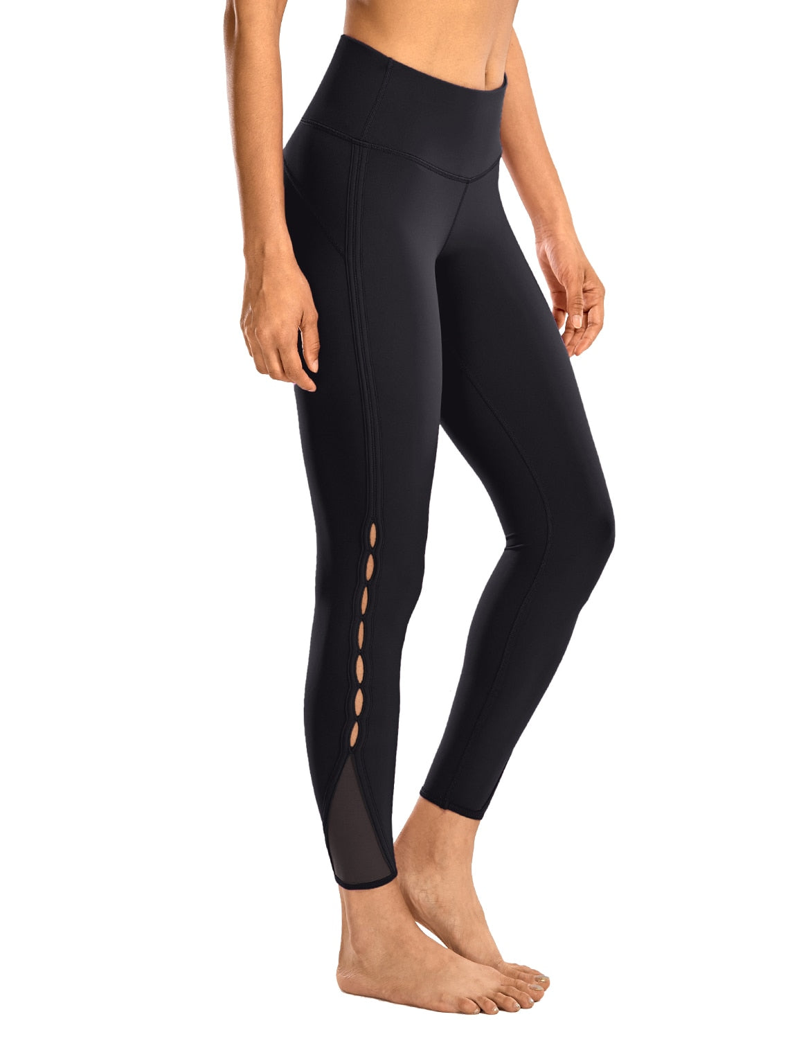 YOGA Women's High Waisted Workout Pants 7/8 Yoga Leggings with Hole - Naked Feeling - 25 Inches