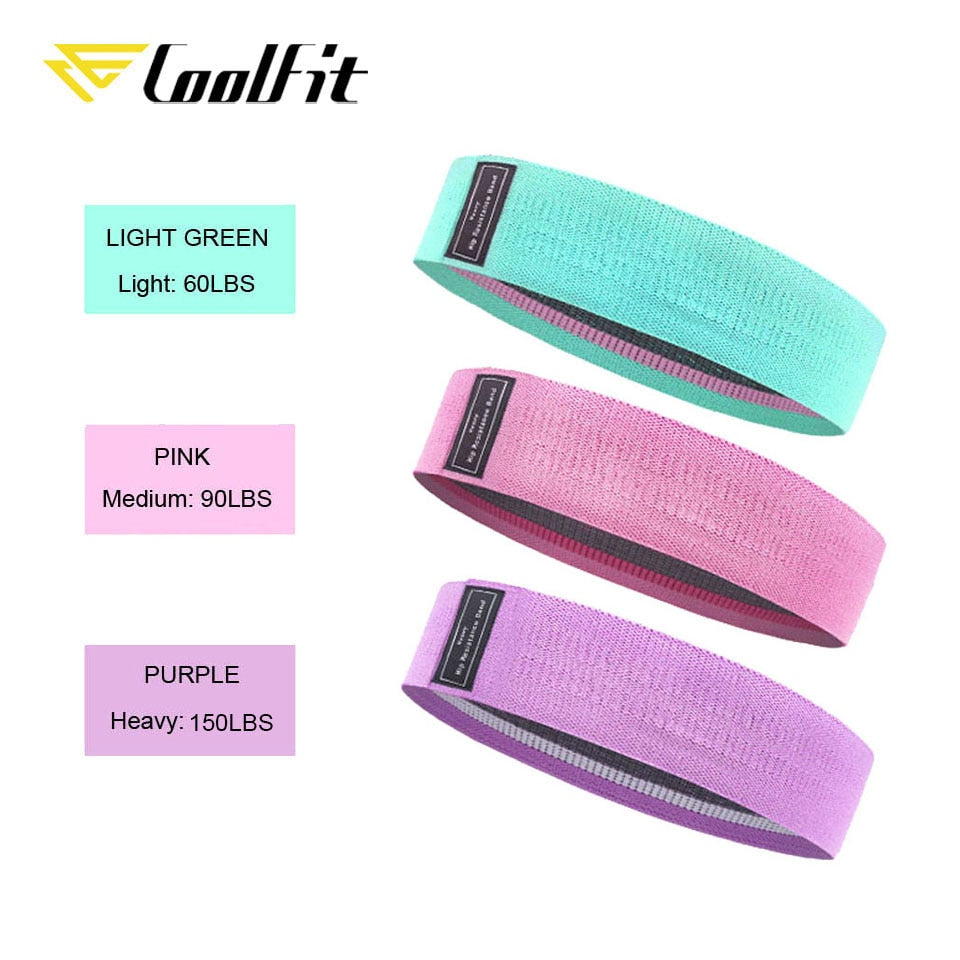CoolFit 3PCS Hip Band Yoga Resistance Band Wide Fitness Exercise Legs Band Loop For Circle Squats Training Anti Slip Rolling