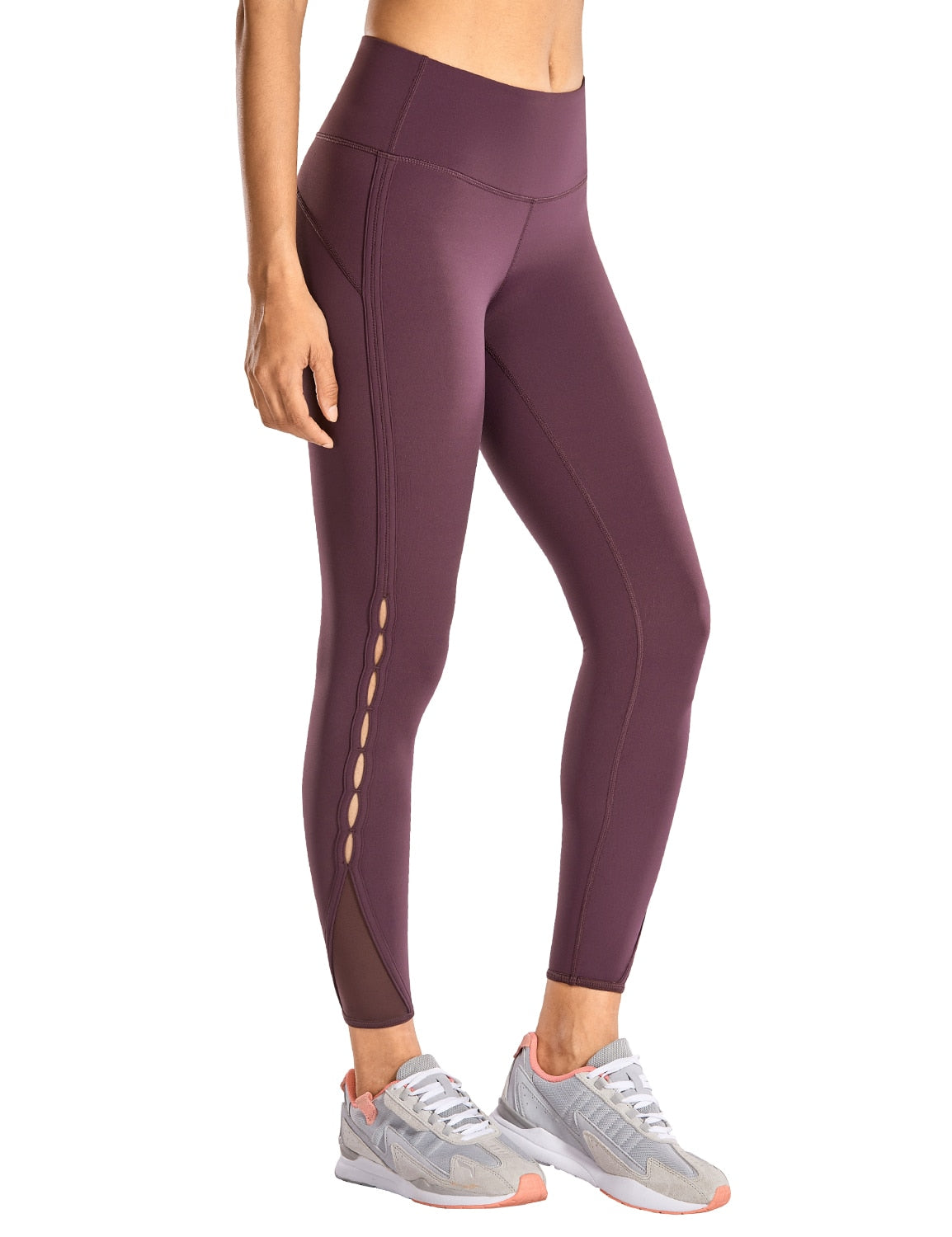 YOGA Women's High Waisted Workout Pants 7/8 Yoga Leggings with Hole - Naked Feeling - 25 Inches