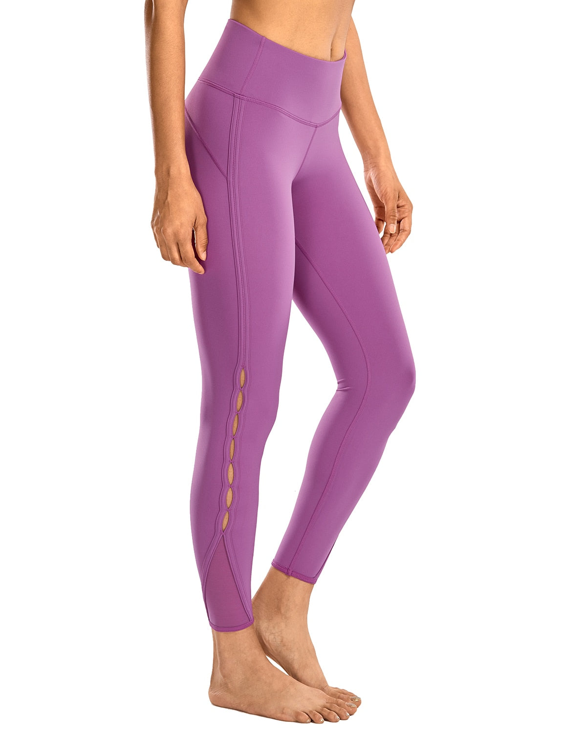 YOGA Women's High Waisted Workout Pants 7/8 Yoga Leggings with Hole - Naked Feeling - 25 Inches