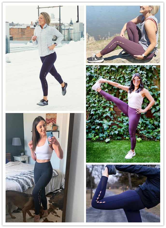 YOGA Women's High Waisted Workout Pants 7/8 Yoga Leggings with Hole - Naked Feeling - 25 Inches