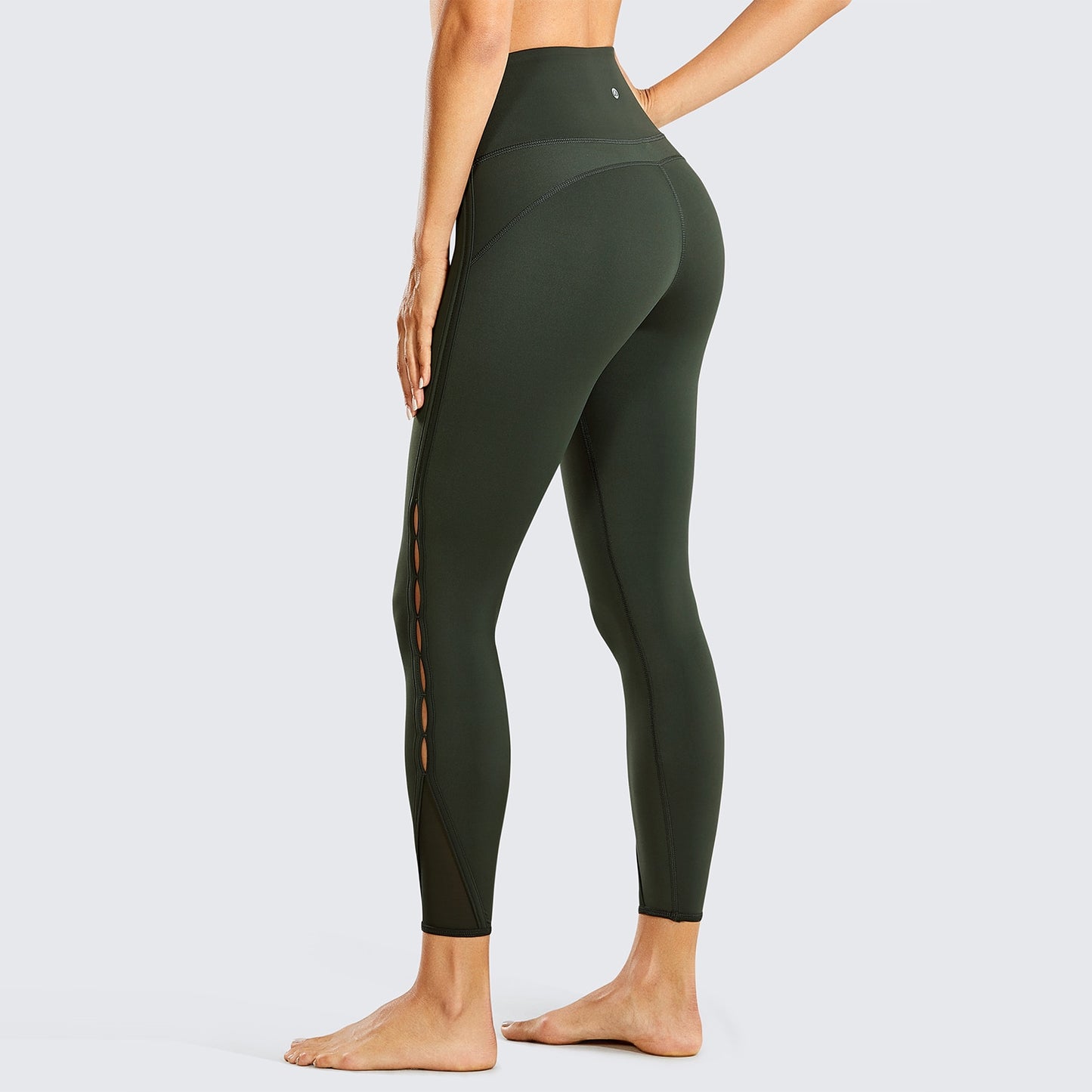 YOGA Women's High Waisted Workout Pants 7/8 Yoga Leggings with Hole - Naked Feeling - 25 Inches