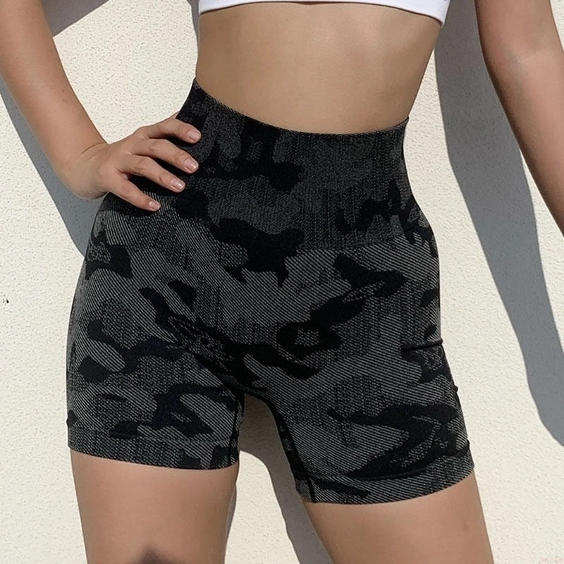 Bymermaids Gym Yoga Shorts Seamless High Waist Women's Shorts Camouflage Sweatpants Fitness Leggings Cycling Shorts Safety Pants