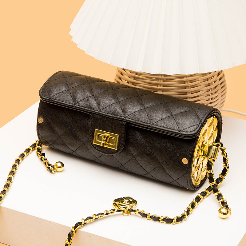 Barrel Shaped Handbags genuine leather