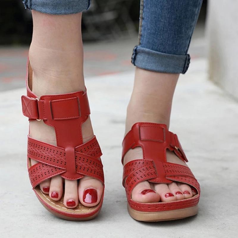 Women's Sandals Summer Wedges Shoes Open Toe Slip On Comfy Slippers Solid Color Buckle Beach Sandals for Women 2021