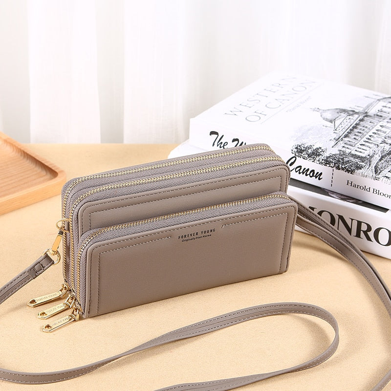 Simplicity Women's Bag PU Leather Daily Lady Shoulder Bag Designer Carry Card Clips Female Fashion Handbag Crossbody Phone Bag