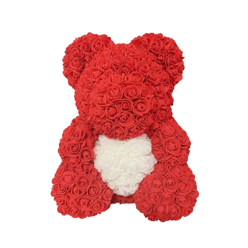 Rose Bear Heart Artificial Flower Rose Teddy Bear For Women Valentine' Gift