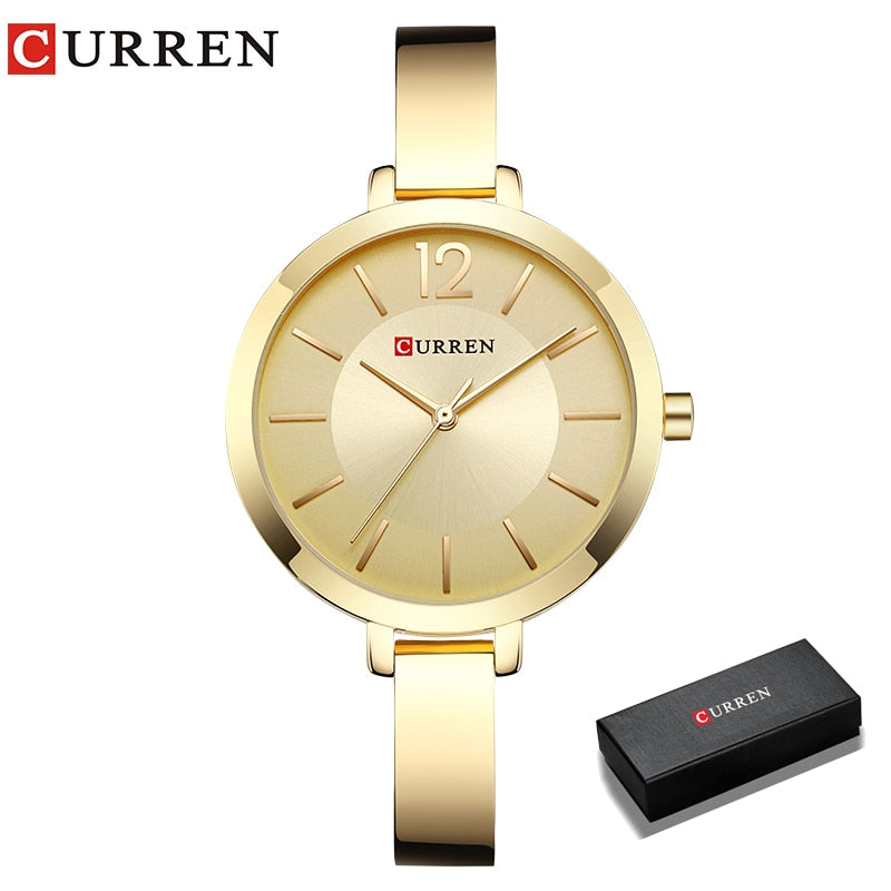 CURREN Fashion Gold Women Watches Stainless