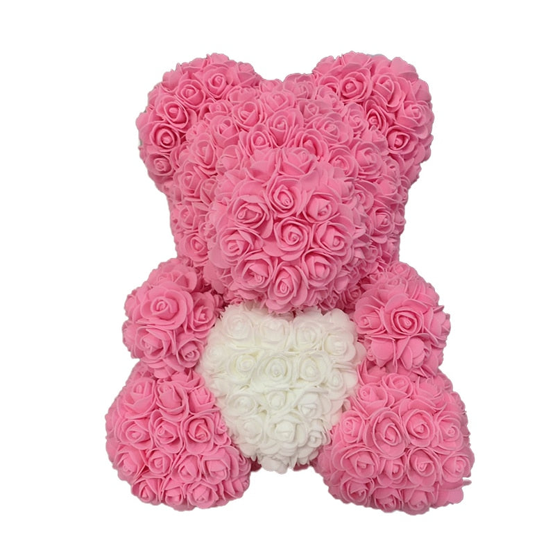 Rose Bear Heart Artificial Flower Rose Teddy Bear For Women Valentine' Gift