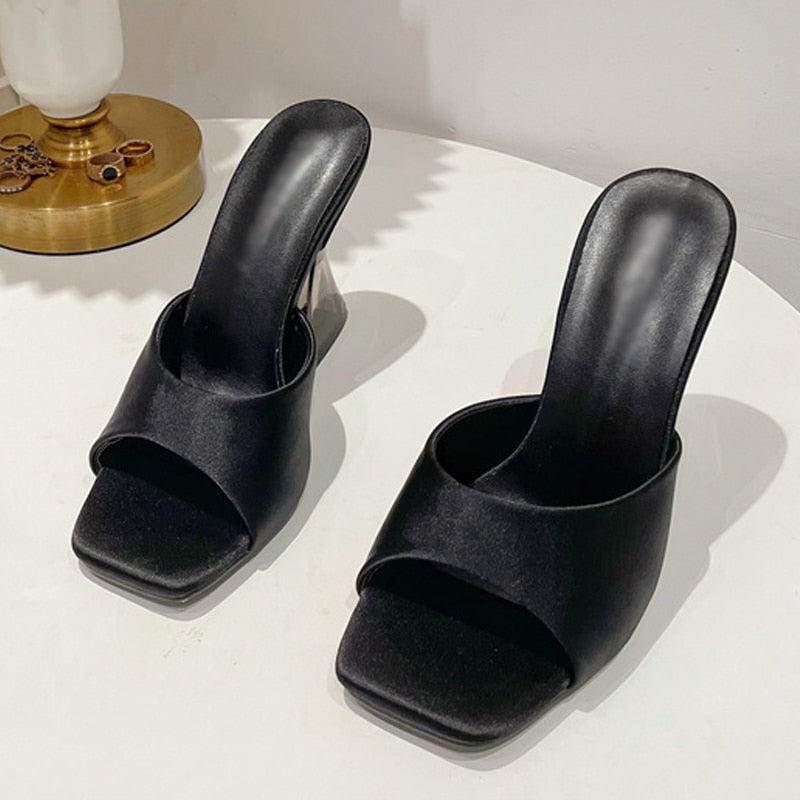 Summer Green Shoes Slippers Silky Wide