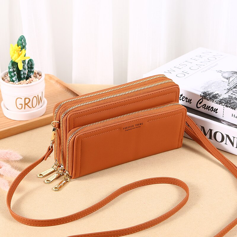 Simplicity Women's Bag PU Leather Daily Lady Shoulder Bag Designer Carry Card Clips Female Fashion Handbag Crossbody Phone Bag