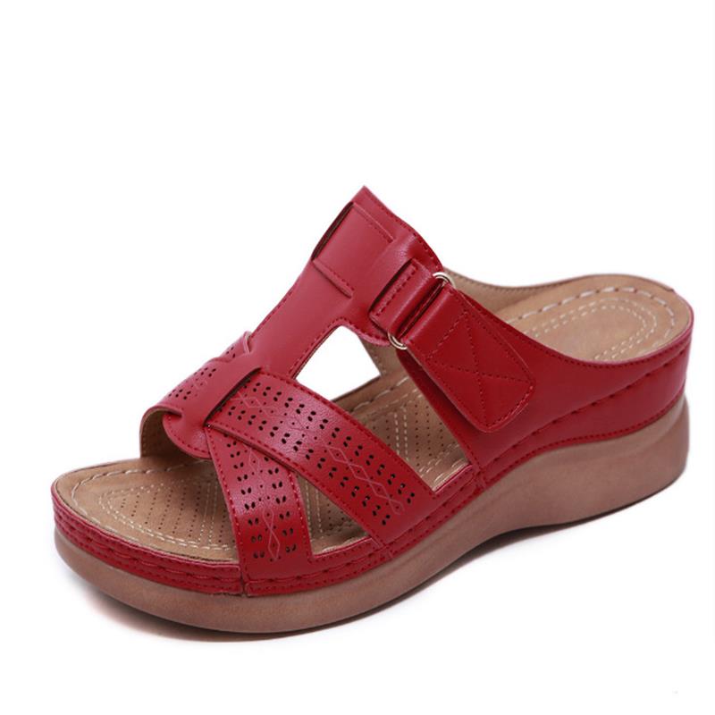 Women's Sandals Summer Wedges Shoes Open Toe Slip On Comfy Slippers Solid Color Buckle Beach Sandals for Women 2021