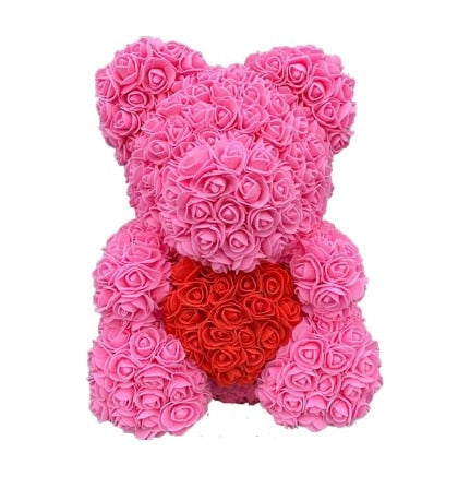 Rose Bear Heart Artificial Flower Rose Teddy Bear For Women Valentine' Gift