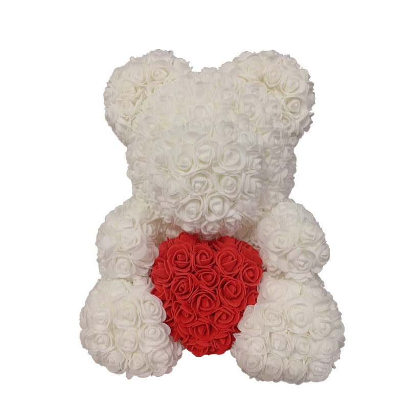 Rose Bear Heart Artificial Flower Rose Teddy Bear For Women Valentine' Gift