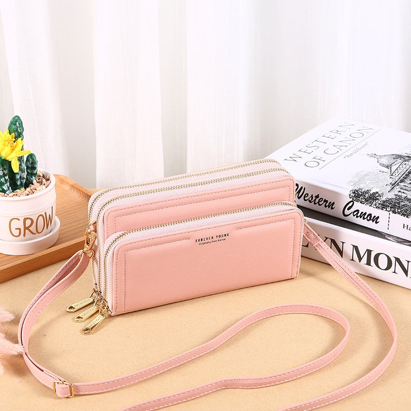 Simplicity Women's Bag PU Leather Daily Lady Shoulder Bag Designer Carry Card Clips Female Fashion Handbag Crossbody Phone Bag