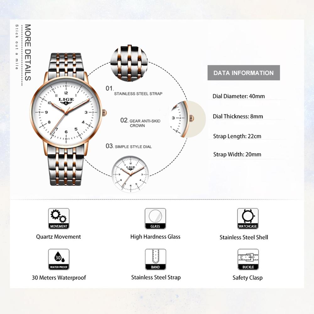 LIGE Luxury Fashion Women Watches Waterproof