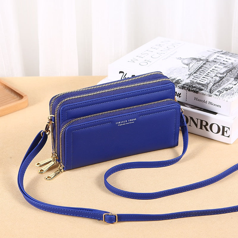 Simplicity Women's Bag PU Leather Daily Lady Shoulder Bag Designer Carry Card Clips Female Fashion Handbag Crossbody Phone Bag
