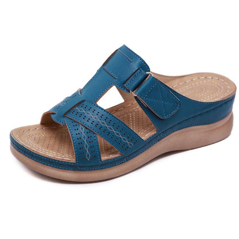 Women's Sandals Summer Wedges Shoes Open Toe Slip On Comfy Slippers Solid Color Buckle Beach Sandals for Women 2021