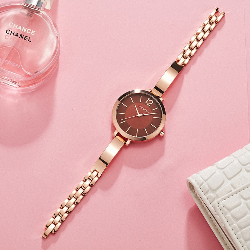 CURREN Fashion Gold Women Watches Stainless