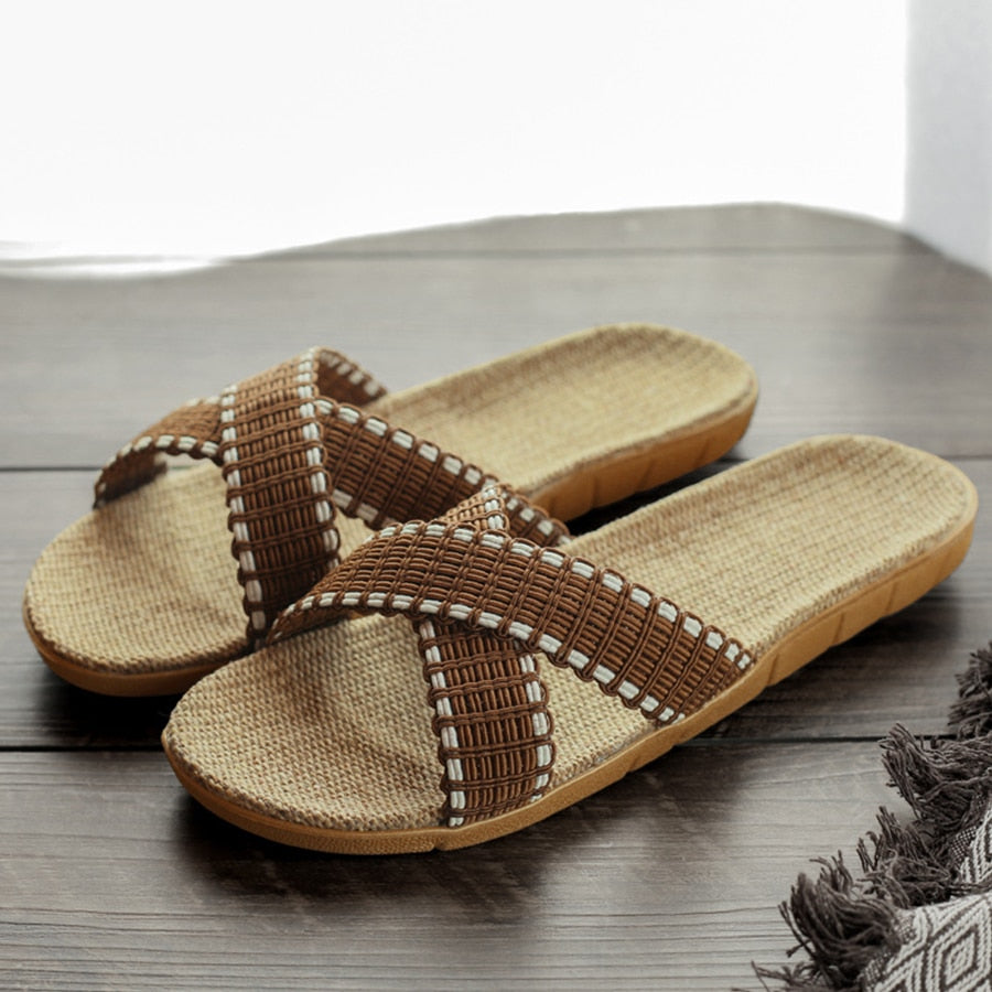 LCIZRONG Summer Linen Home Slippers