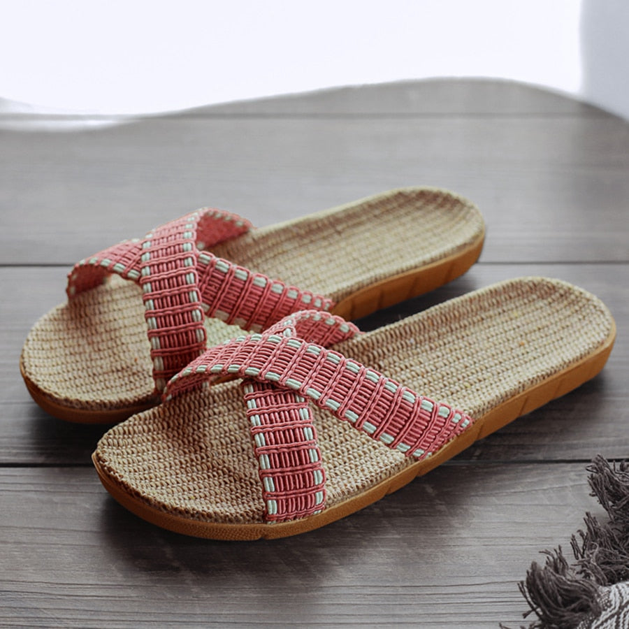 LCIZRONG Summer Linen Home Slippers