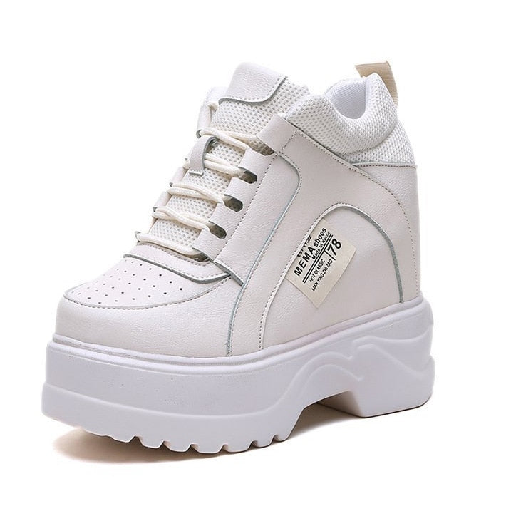 white platform sneakers women breathable