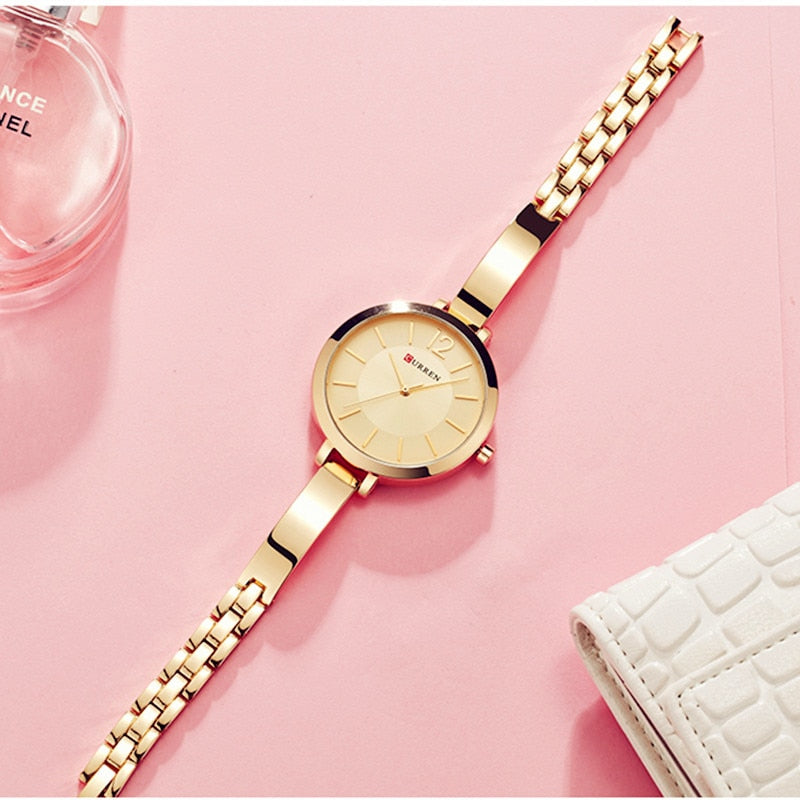 CURREN Fashion Gold Women Watches Stainless
