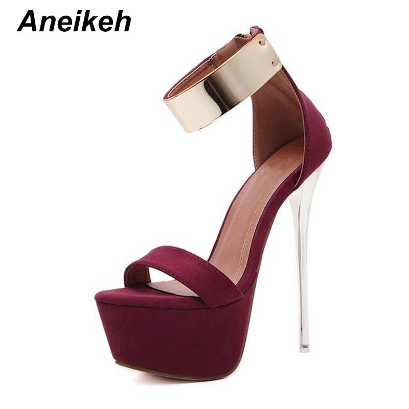 Aneikeh Ankle Strap Heels Platform Sandals