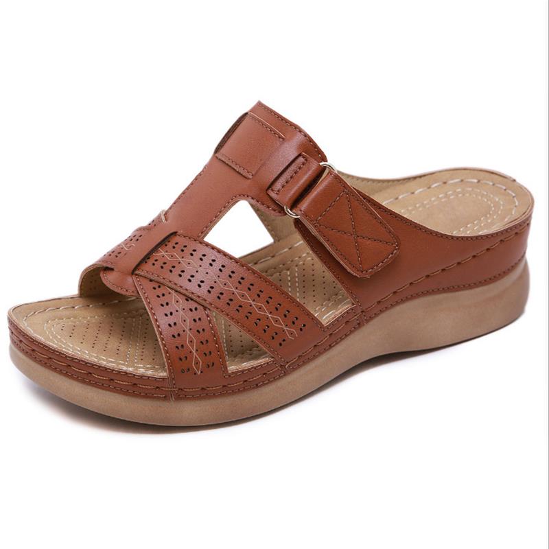Women's Sandals Summer Wedges Shoes Open Toe Slip On Comfy Slippers Solid Color Buckle Beach Sandals for Women 2021