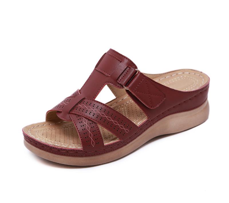 Women's Sandals Summer Wedges Shoes Open Toe Slip On Comfy Slippers Solid Color Buckle Beach Sandals for Women 2021