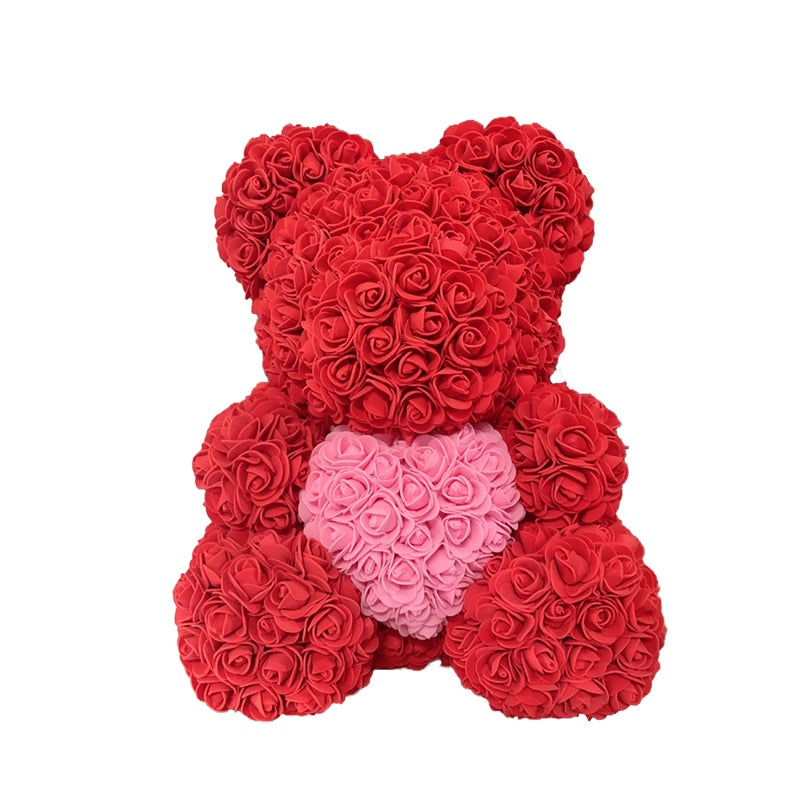 Rose Bear Heart Artificial Flower Rose Teddy Bear For Women Valentine' Gift