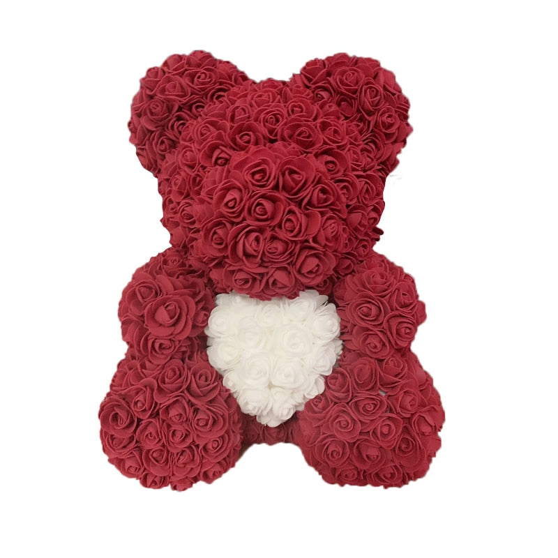 Rose Bear Heart Artificial Flower Rose Teddy Bear For Women Valentine' Gift