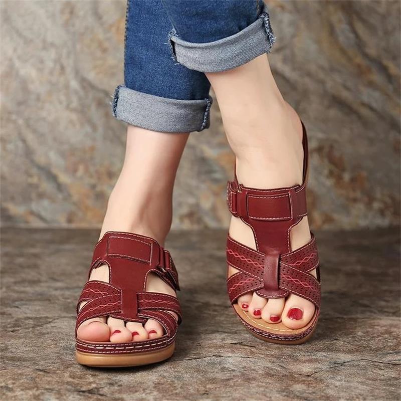 Women's Sandals Summer Wedges Shoes Open Toe Slip On Comfy Slippers Solid Color Buckle Beach Sandals for Women 2021