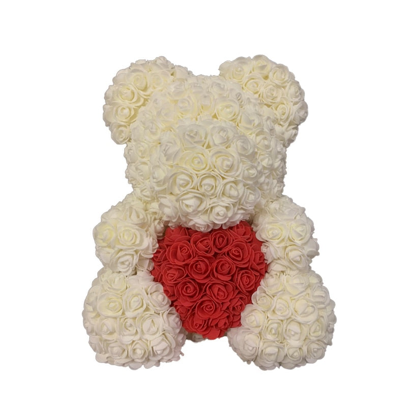 Rose Bear Heart Artificial Flower Rose Teddy Bear For Women Valentine' Gift