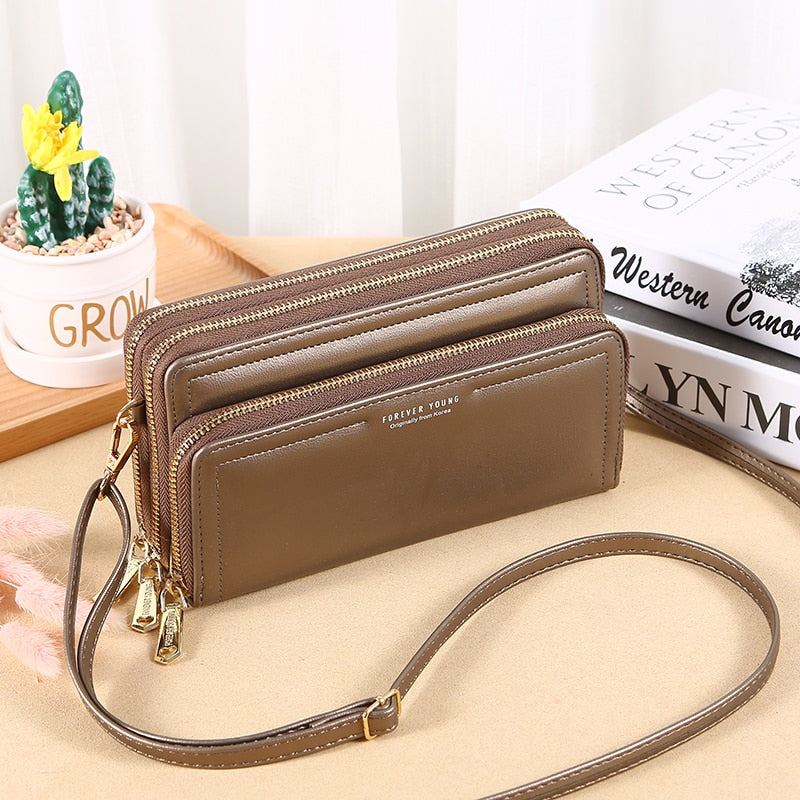 Simplicity Women's Bag PU Leather Daily Lady Shoulder Bag Designer Carry Card Clips Female Fashion Handbag Crossbody Phone Bag