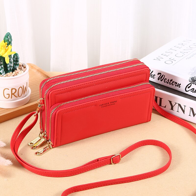 Simplicity Women's Bag PU Leather Daily Lady Shoulder Bag Designer Carry Card Clips Female Fashion Handbag Crossbody Phone Bag