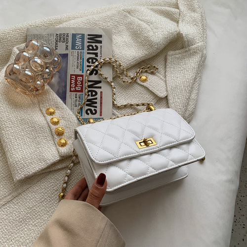 Branded Chain Handle Shoulder Bag