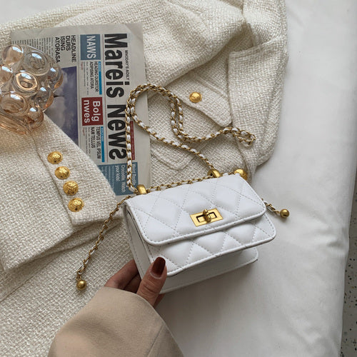 Branded Chain Handle Shoulder Bag