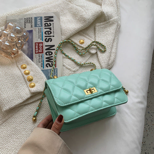 Branded Chain Handle Shoulder Bag
