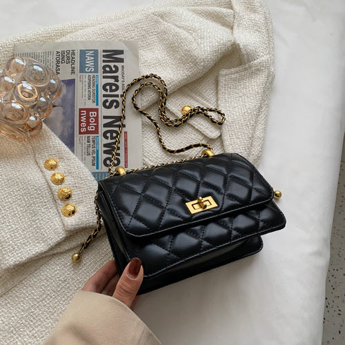 Branded Chain Handle Shoulder Bag