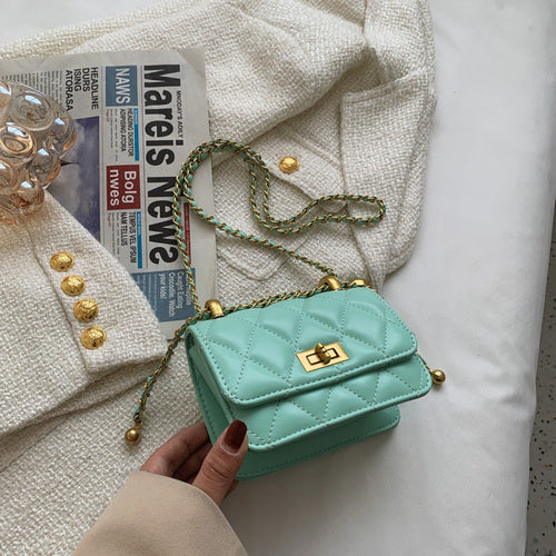 Branded Chain Handle Shoulder Bag