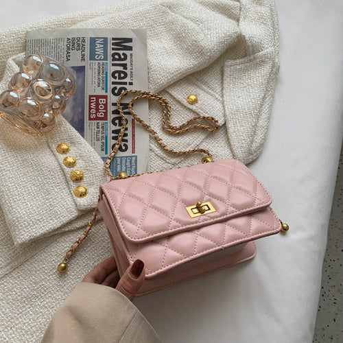 Branded Chain Handle Shoulder Bag
