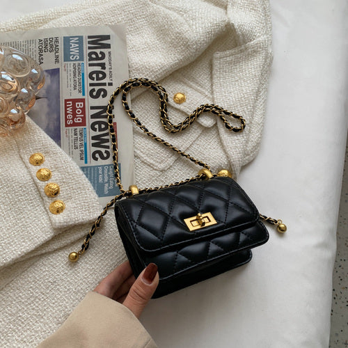 Branded Chain Handle Shoulder Bag