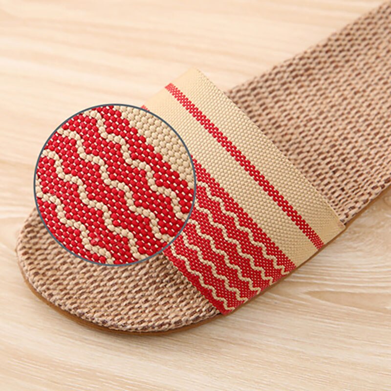 Flax Slippers Women Household Slippers Indoor