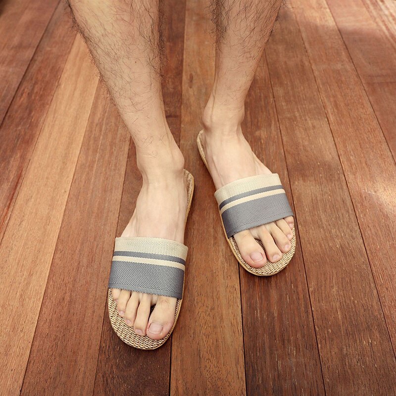 Flax Slippers Women Household Slippers Indoor